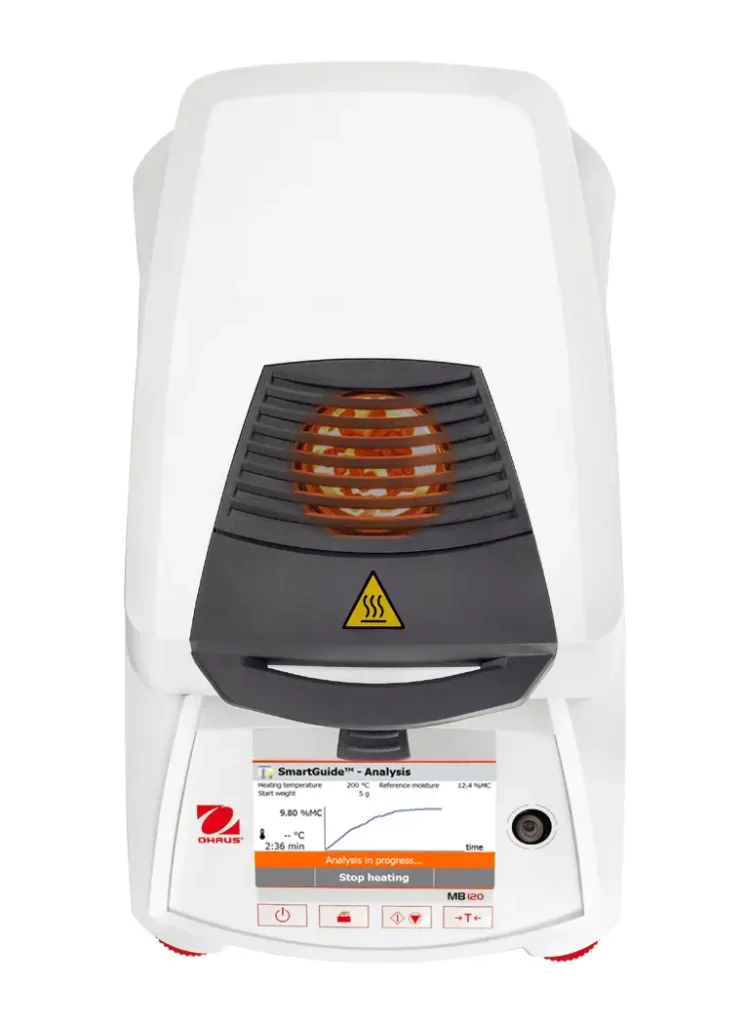 Live drying curve display on OHAUS MB120 screen